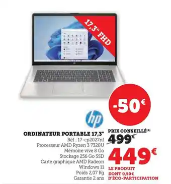 Hyper U ORDINATEUR PORTABLE 17,3" offre