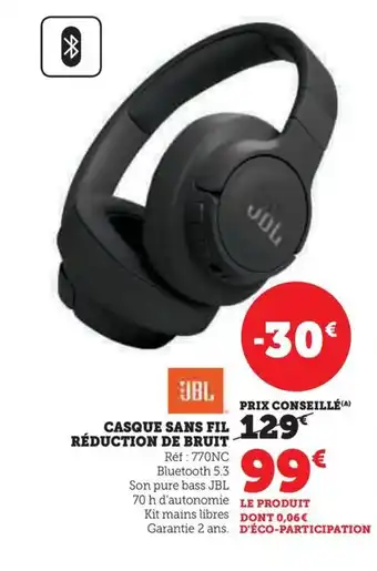 Hyper U CASQUE SANS FIL RÉDUCTION DE BRUIT offre