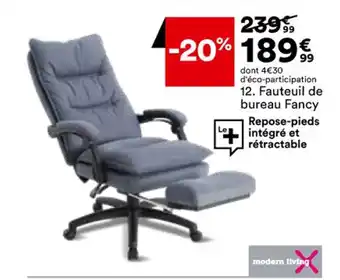 BUT Fauteuil de bureau Fancy Repose-pieds intégré et rétractable offre