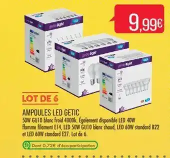 Match AMPOULES LED GETIC offre