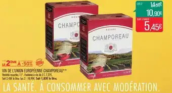 Match VIN DE L'UNION EUROPÉENNE CHAMPOREAU** offre