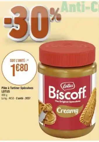 Géant Casino Pâte à Tartiner Speculoos LOTUS 400 g offre