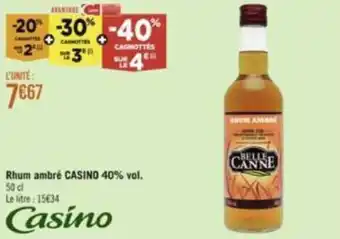 Géant Casino Rhum ambré CASINO 40% vol. offre