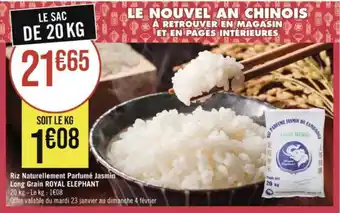 Géant Casino Riz Naturellement Parfumé Jasmin Long Grain ROYAL ELEPHANT offre