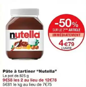 Monoprix Pâte à tartiner "Nutella" offre