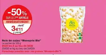 Monoprix Noix de cajou "Monoprix Bio" offre