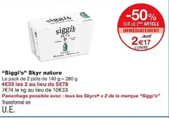 Monoprix "Siggi's" Skyr nature offre