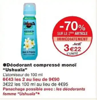 Monoprix Déodorant compressé monoï "Ushuaïa" offre