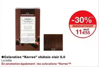 Monoprix Coloration "Korres" châtain clair 5.0 offre