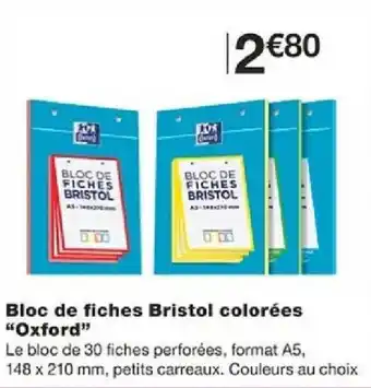 Monoprix Bloc de fiches Bristol colorées "Oxford" offre