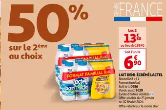 Auchan Supermarché Lactel lait demi-écrémé offre