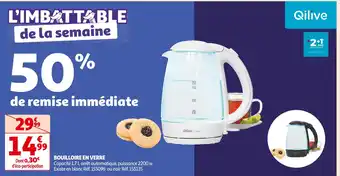 Auchan Supermarché Qilive bouilloire en verre offre