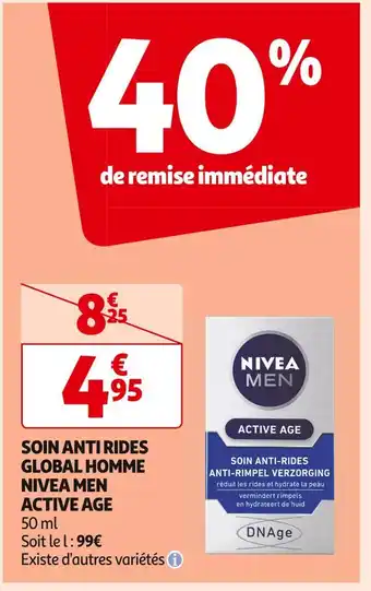 Auchan Supermarché Nivea soin anti rides global homme men active age offre