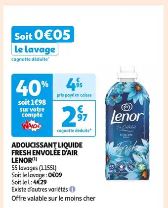 Auchan Supermarché Lenor adoucissant liquide fresh envolée d'air(1) offre