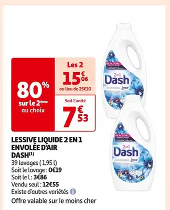 Auchan Supermarché Dash lessive liquide 2 en 1 envolée d'air(1) offre