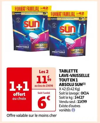 Auchan Supermarché Sun tablette lave-vaisselle tout en 1 absolu(1) offre
