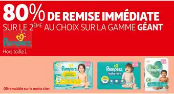 Auchan Supermarché Pampers 80% de remise immédiate sur le 2ème au choix sur la gamme géant pampers offre