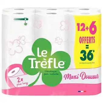 Auchan Papier toilette maxi douceur blanc le trefle offre