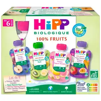 Auchan Gourdes aux fruits multipack hipp biologique offre