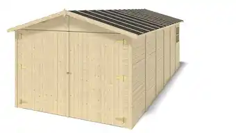 Bricomarché Garage en bois - 18,19m2 - 3,05x5,91m - ep. 18mm - couleur: naturel offre