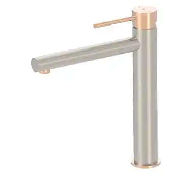 Envol mitigeur lavabo haut façon inox et or rose
