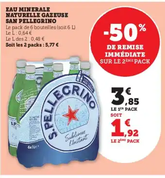 Super U EAU MINERALE NATURELLE GAZEUSE SAN PELLEGRINO offre