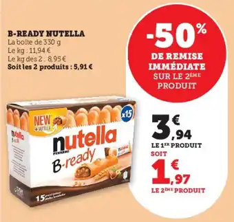 Super U B-READY NUTELLA La boîte de 330 g offre