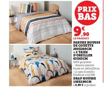 Super U PARURE HOUSSE DE COUETTE 200X200CM + 2 TAIES D'OREILLER 63X63CM offre