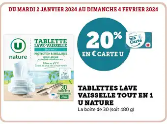 TABLETTES LAVE VAISSELLE TOUT EN 1 U NATURE