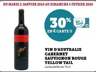 Super U VIN D'AUSTRALIE CABERNET SAUVIGNON ROUGE YELLOW TAIL offre