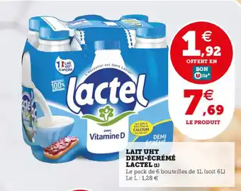 Utile LAIT UHT DEMI-ÉCRÉMÉ LACTEL (1) offre