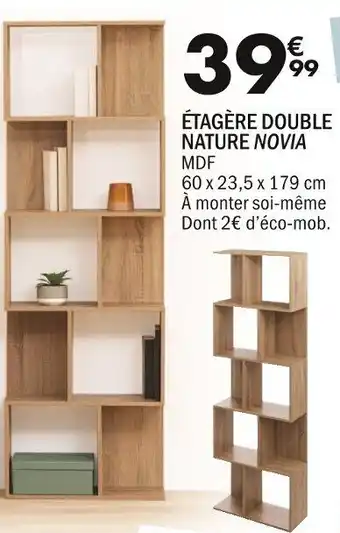 La Foir'Fouille ÉTAGÈRE DOUBLE NATURE NOVIA MDF offre