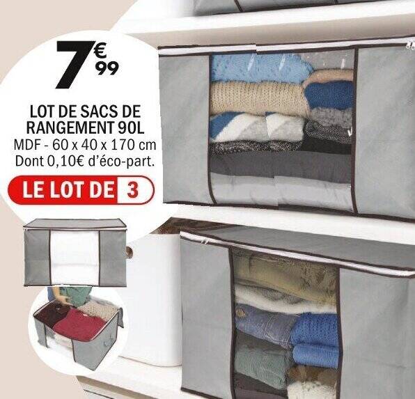 Promo LOT DE SACS DE RANGEMENT 90L chez La Foir'Fouille