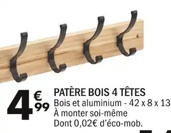 La Foir'Fouille PATÈRE BOIS 4 TÊTES offre