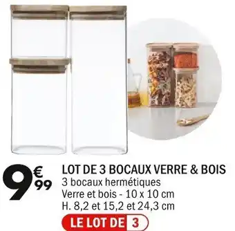 LOT DE 3 BOCAUX VERRE & BOIS