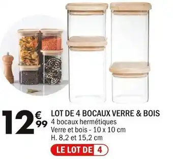 La Foir'Fouille LOT DE 4 BOCAUX VERRE & BOIS offre