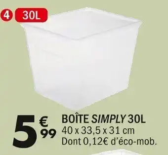 La Foir'Fouille BOÎTE SIMPLY 30L offre