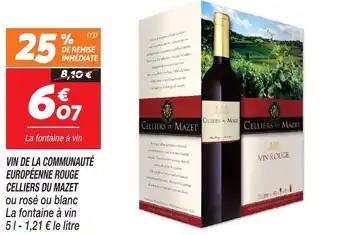Netto VIN DE LA COMMUNAUTÉ EUROPÉENNE ROUGE CELLIERS DU MAZET offre