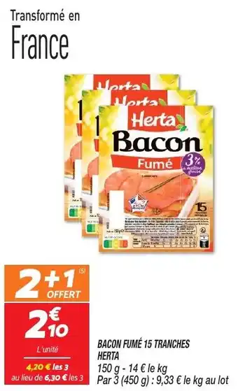 Netto BACON FUMÉ 15 TRANCHES HERTA offre