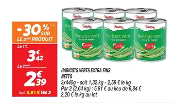 Netto HARICOTS VERTS EXTRA FINS NETTO offre