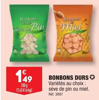ALDI BONBONS DURS Variétés au choix : sève de pin ou miel. offre
