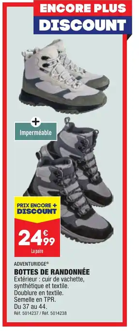 ALDI ADVENTURIDGEⓇ BOTTES DE RANDONNÉE offre
