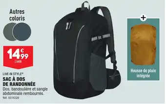 ALDI LIVE IN STYLEⓇ SAC À DOS DE RANDONNÉE offre