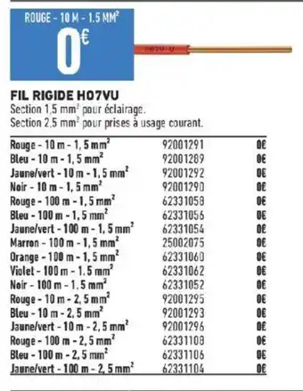 Brico Cash FIL RIGIDE H07VU offre