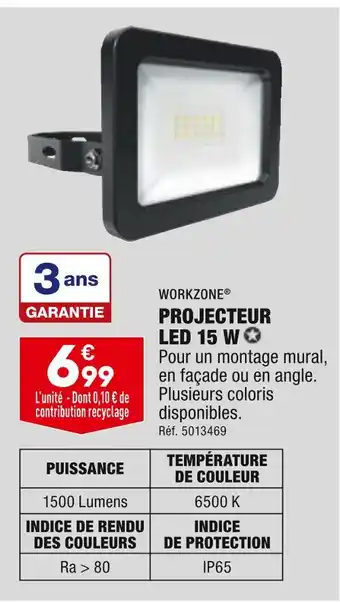 ALDI Workzone projecteur led 15 w offre