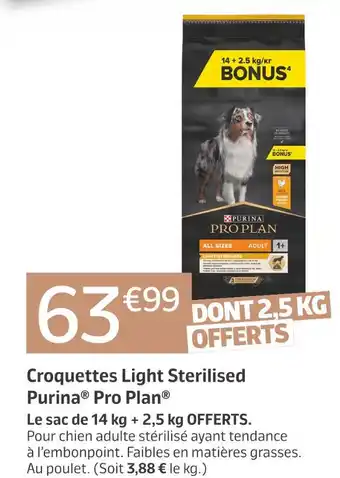 Jardiland Purina pro plan croquettes light sterilised offre