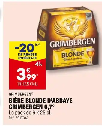 ALDI Grimbergen bière blonde d’abbaye 6,7° offre
