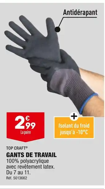 ALDI Top craft gants de travail offre