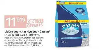 Jardiland Catsan litière pour chat hygiène+ offre