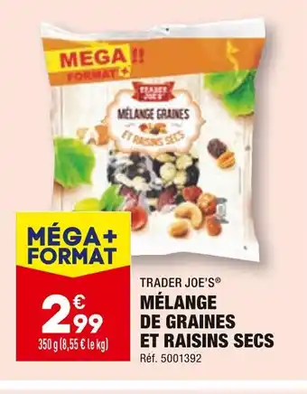 ALDI Trader joe’s mélange de graines et raisins secs offre